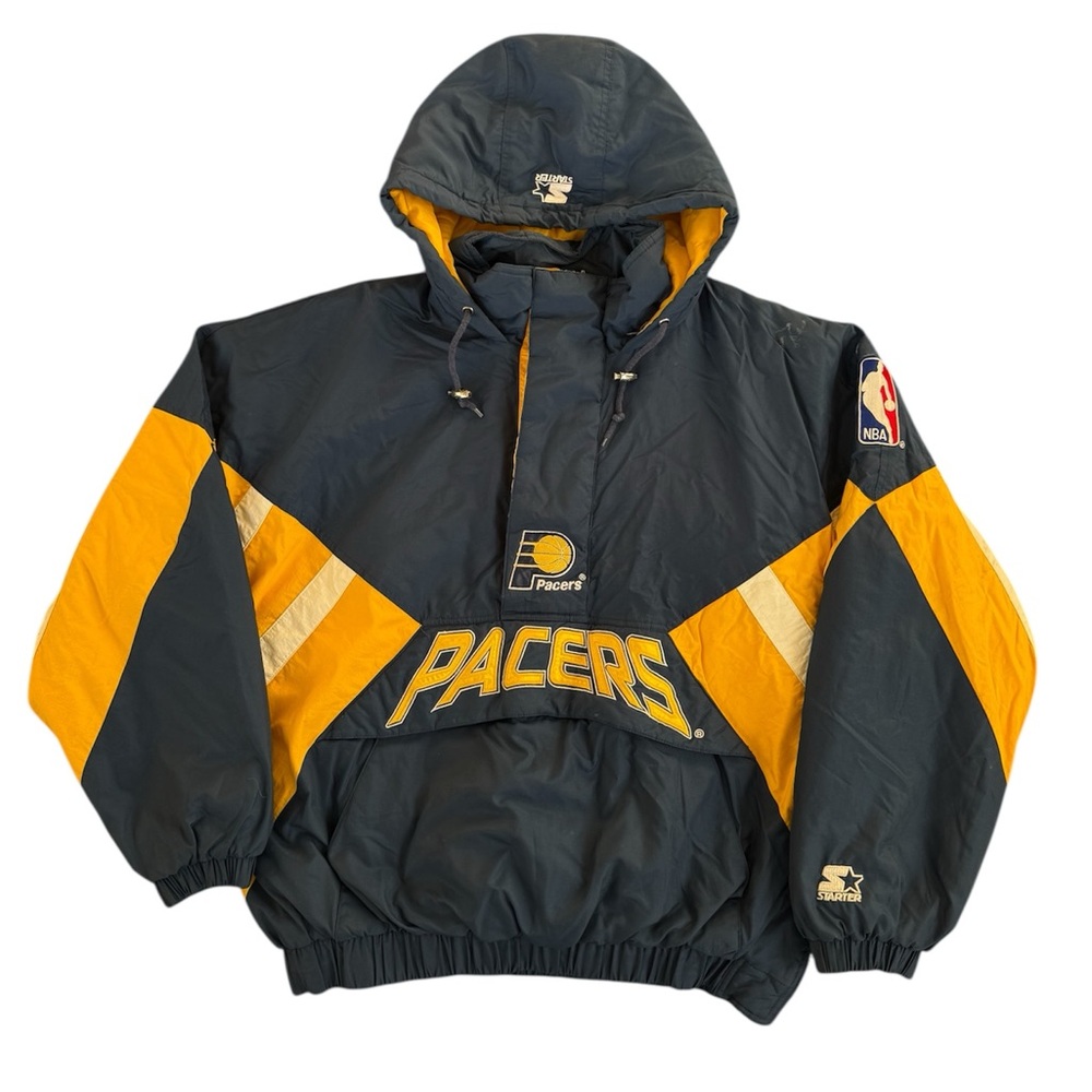 Vintage Starter Indiana Pacers NBA 1/2 Zip Parka Puffer Jacket 90s Mens Size XL
